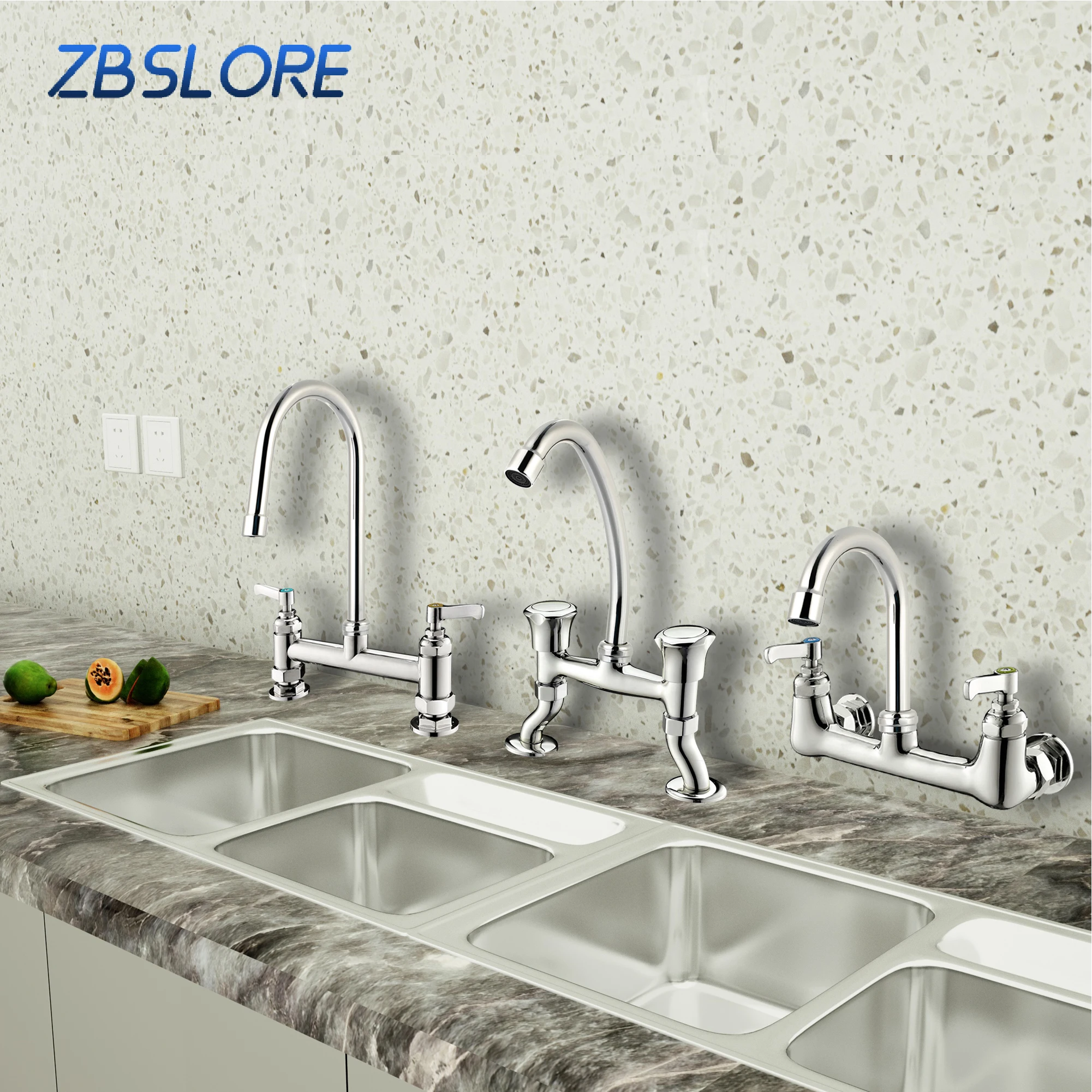 Kitchen Taps Faucet Polished Commercial Water Faucet Wall Mounted Commercial Bar Faucet