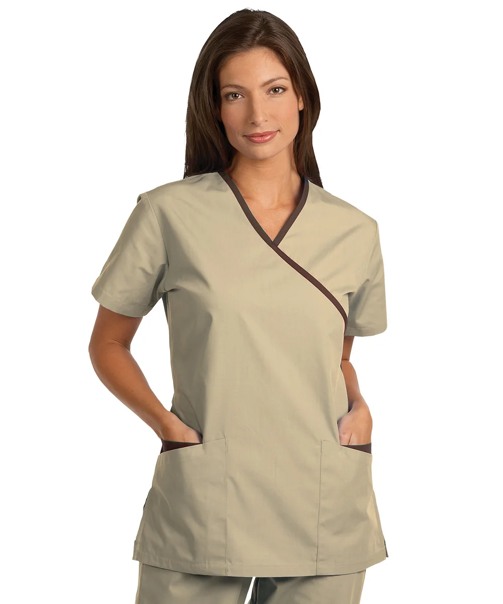 Women crossover tunics medical top and pants female fig scrubs uniforms set for nurses