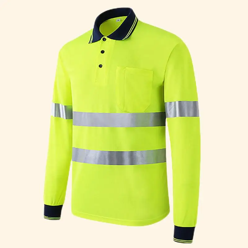 XIAKE Hi Viz Work T-shirts Construction Custom Reflective Safety T-shirt For Men With Pocket