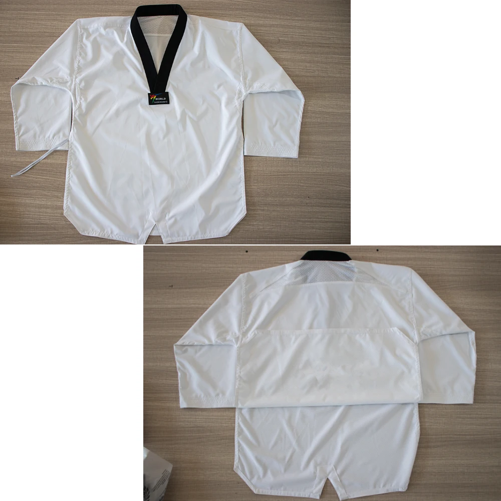 Taekwondo Uniforms Long Sleeves Martial Arts Dobok Gym Training Uniforms with Belt for Children Adults Unisex