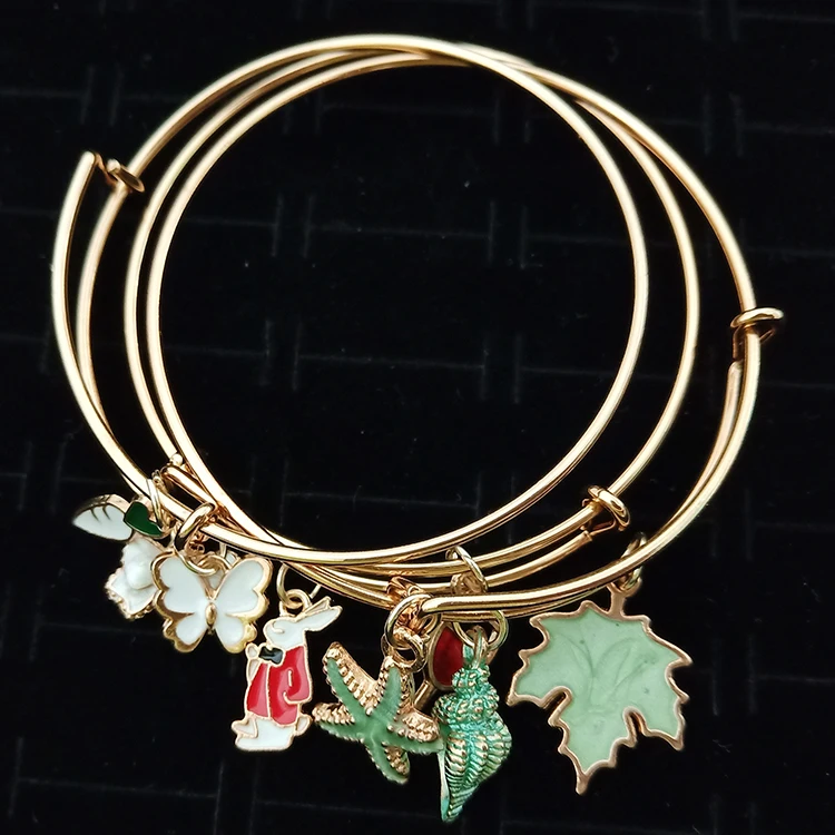 african girl designer enamel stainless steel custom charm bracelts for kids set y with lip gloss