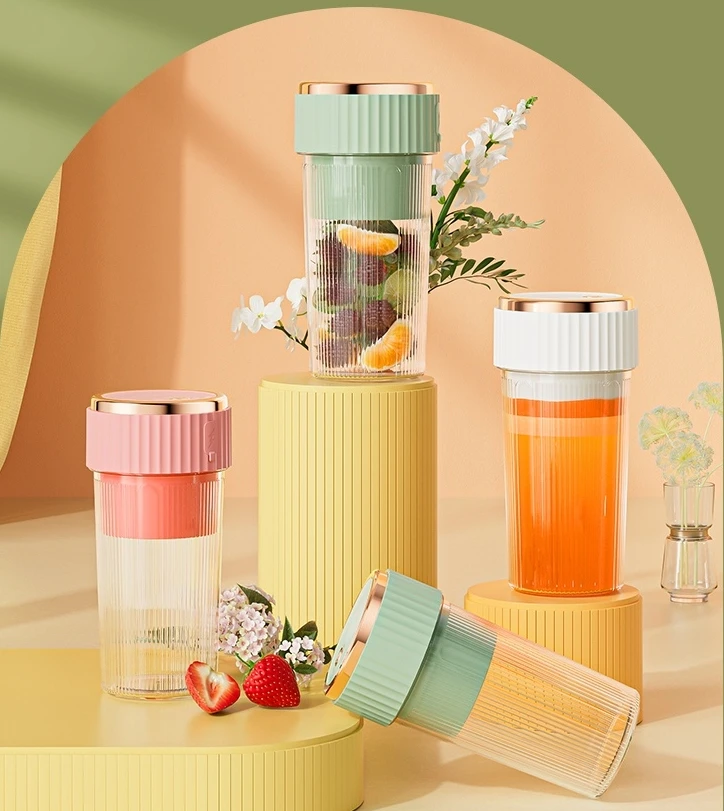 China factory price 350ml PP+ABS six blade OEM color USB 1300mAh Battery mini juicer for the home appliance with free samples