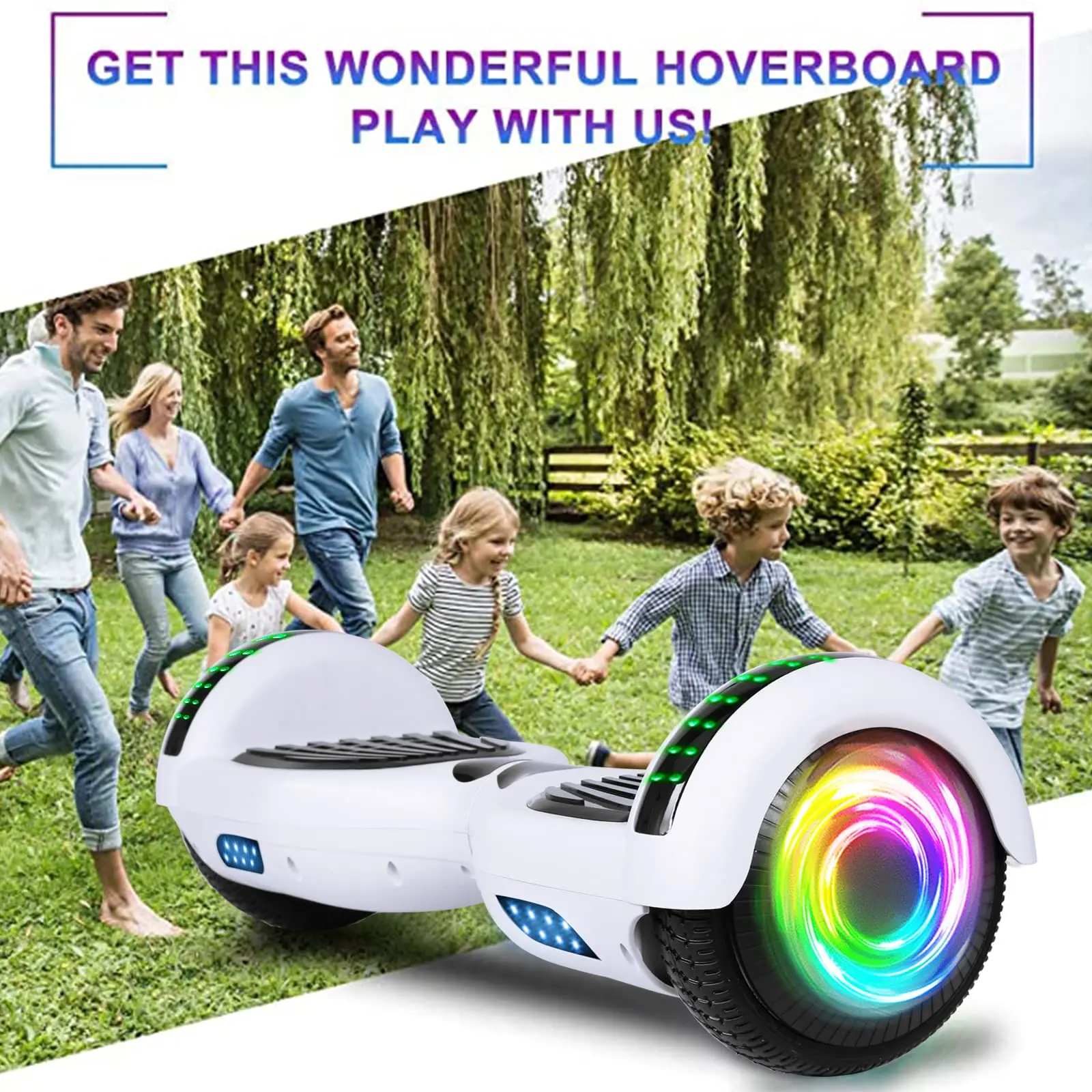Hoverboard for Kids Ages 6-12 with Built-in Bluetooth Speaker and Colorful Lights Wheels Safety Certified Self Balancing Scooter