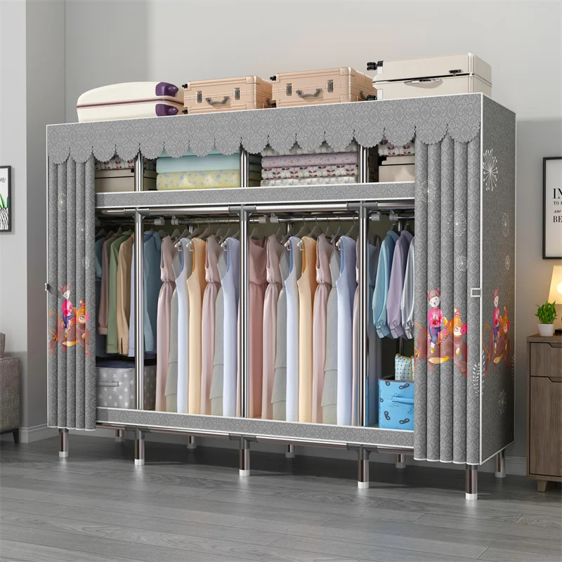 Wholesale Home Multipurpose Foldable Lacquer Metal Pipe Closet Wardrobe Large Size Clothes Storage Organizer Closets