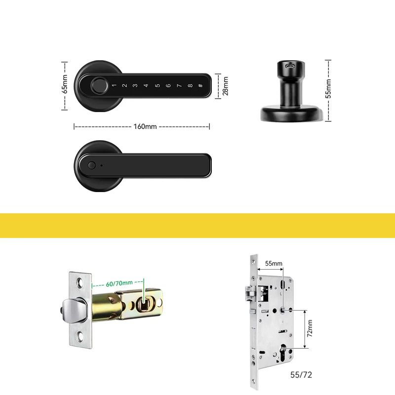 Security Slim Number Lock TTLock Biometric Fingerprint Smart Door Locker With Code