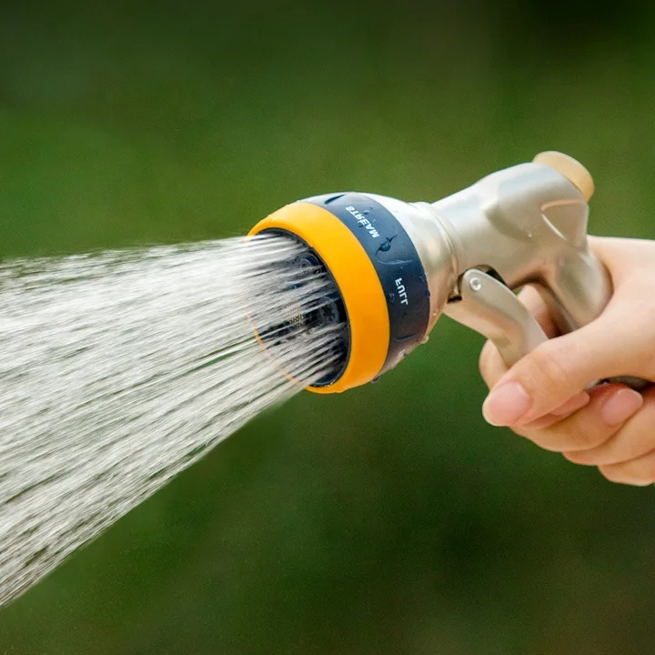 Portable Copper Alloy Spray Water Guns with 7-Pattern Metal Water Jet for Watering Yard
