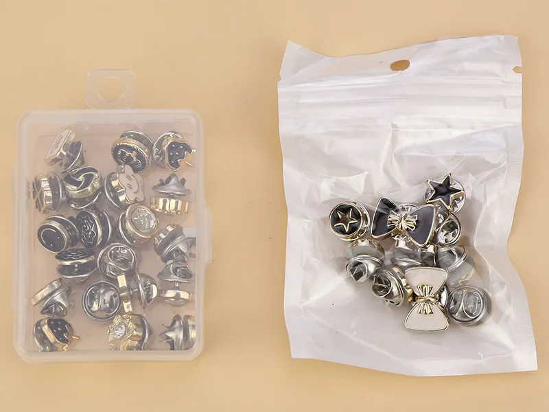 New Designs Assorted Buttons No Sew Button Mini Enamel Pins Safety Jean Buttons Pins Cover up Brooches for Women Shirt