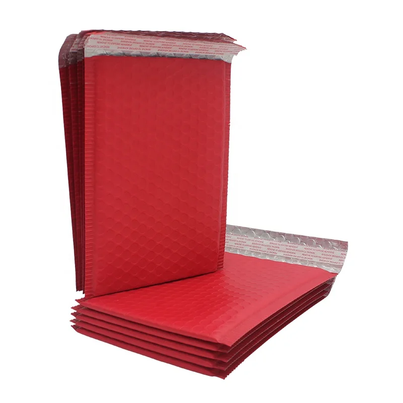 
Wholesale Self Adhesive Matte Red Metallic Bubble Mailer For Padded Envelope 