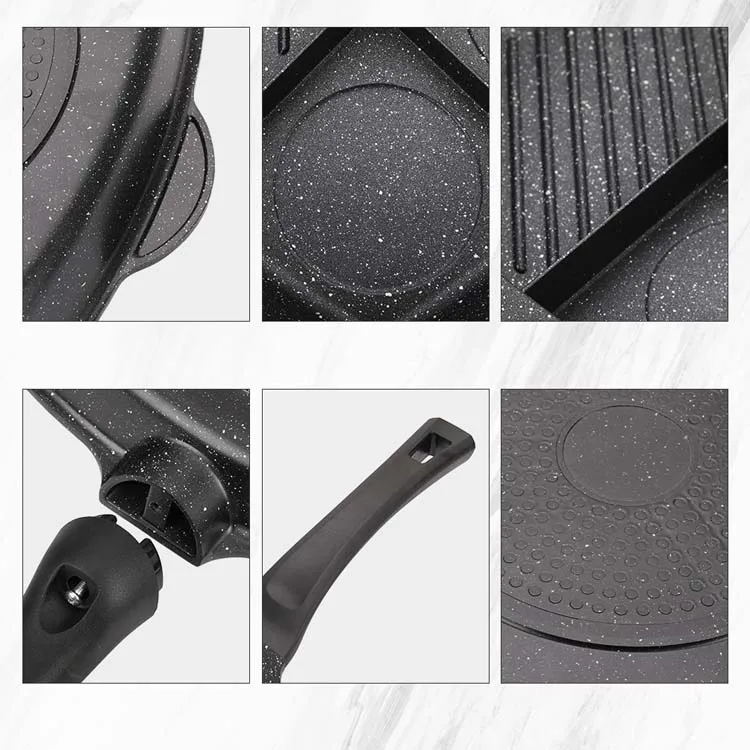 Joyway 3 in 1 section breakfast pan copper color with non stick coating 3-in-1 frying pan