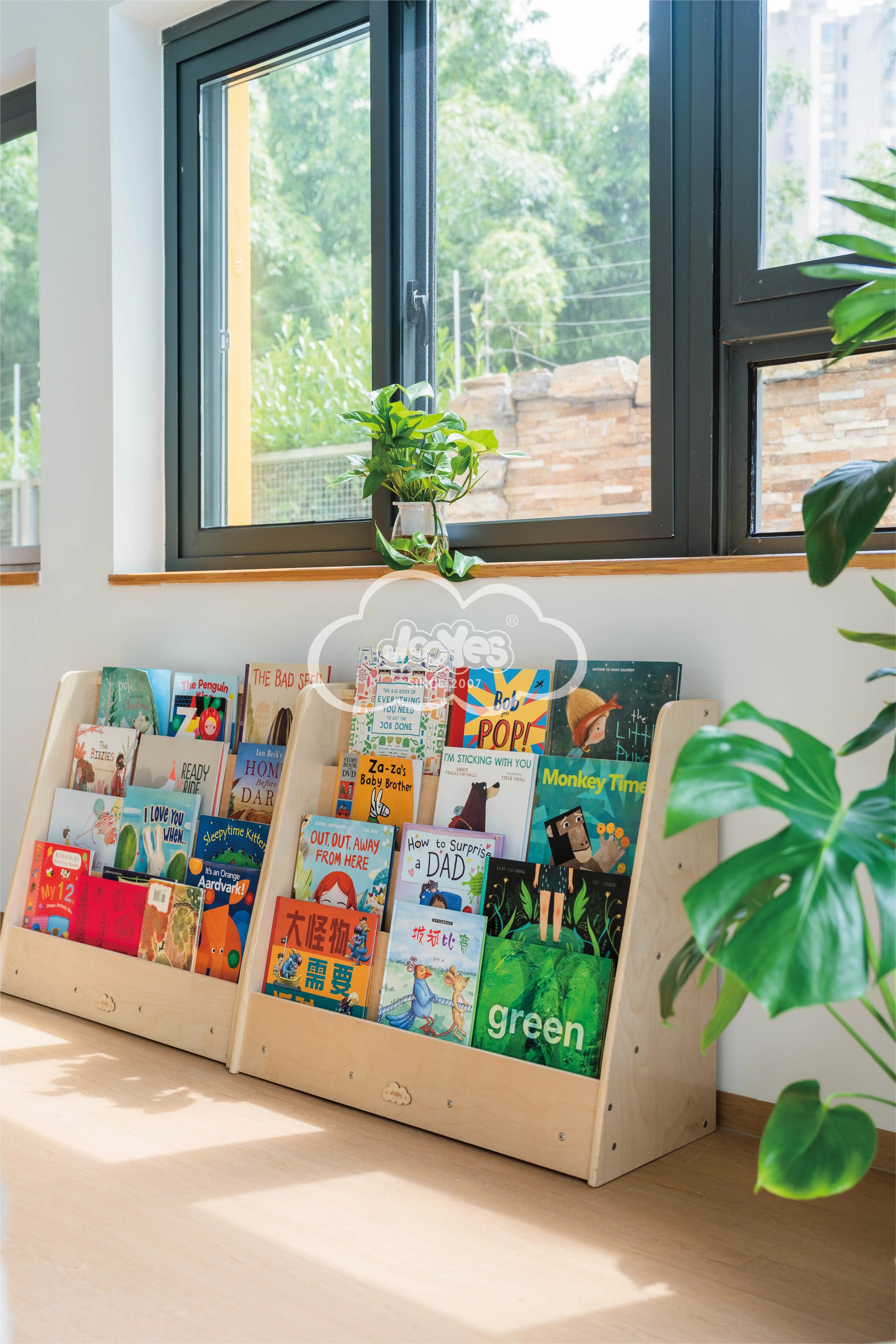 Baby nursery kindergarten furniture set book cabinet book display stand