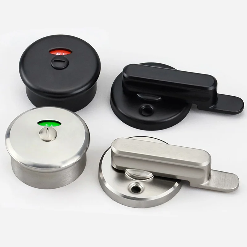 High Quality Factory Bathroom Restroom Public WC Black Vacant Engaged SUS304 Stainless Steel Toilet Indicator Latch Door Lock