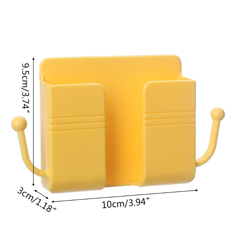 Adhesive Wall Mount Phone Holders with 2 Side Hooks for Cell Phone Charging Brackets Holders Shelf Sticker Fixing Wall Stand Org