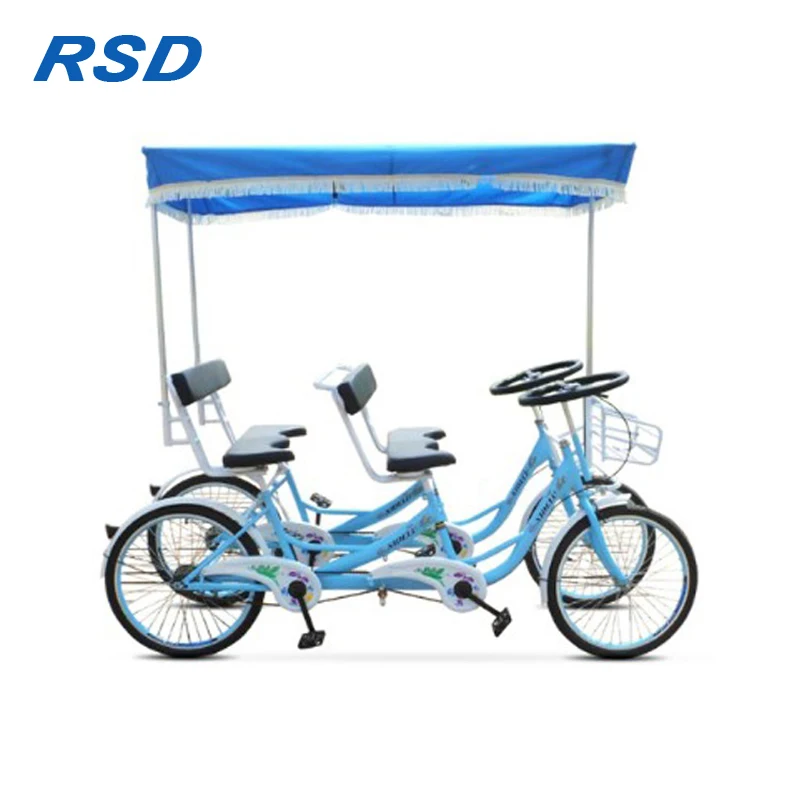 2020 New Design tandem Bicycle 4 Seater,quadricycle 4 Seats Bike with Hand Brake Control/Tourist Sightseeing Bike