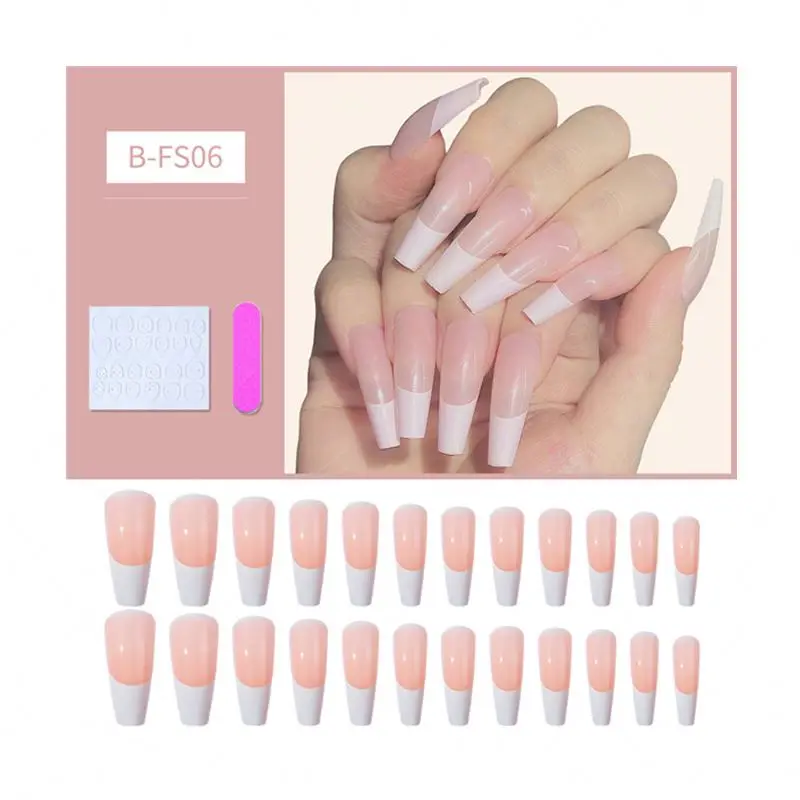Wholesale tip nail Multicolor Reusable ABS Acrylic Hand Made long Plain Red Extendo Press On Nails