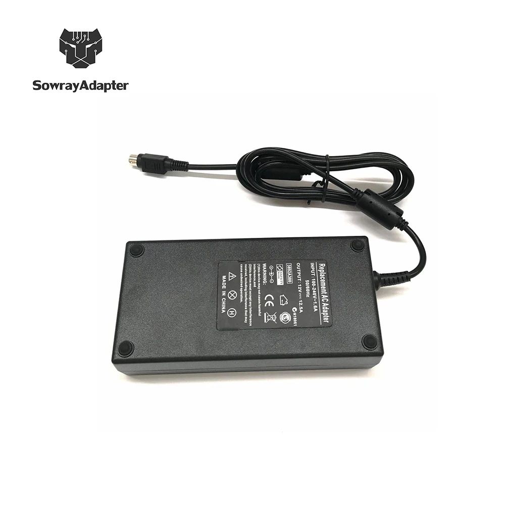 4 pin 12v 12.5a 150w ac dc power adapter charger