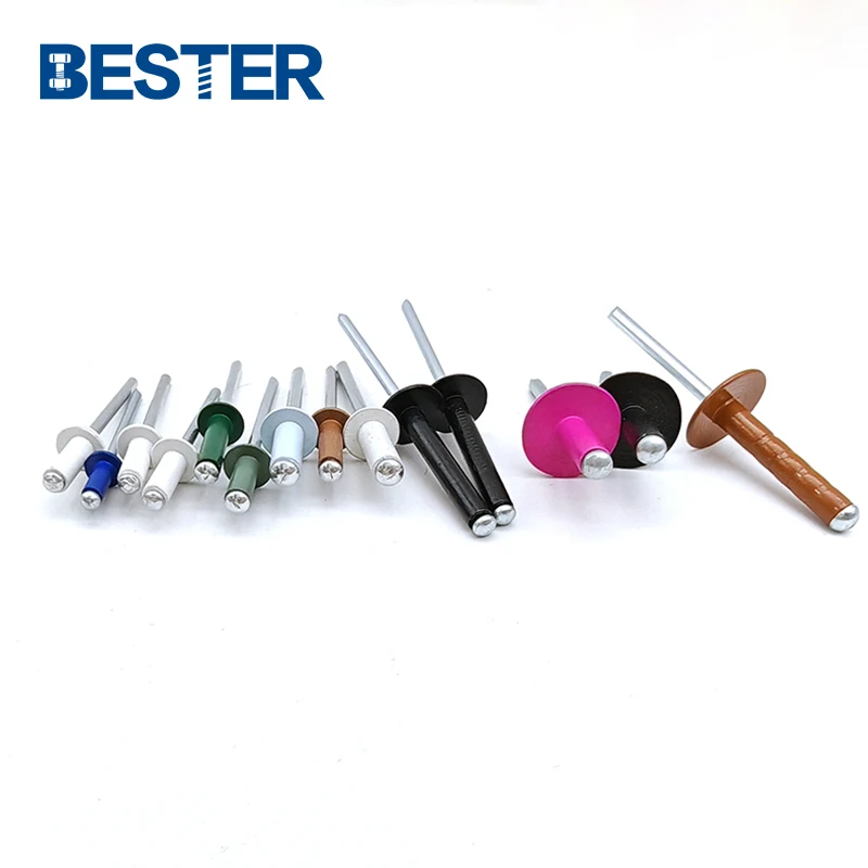 China manufacturer blind rivet pop rivet DIN7337 open ended dome head color painted aluminum blind rivet with good price