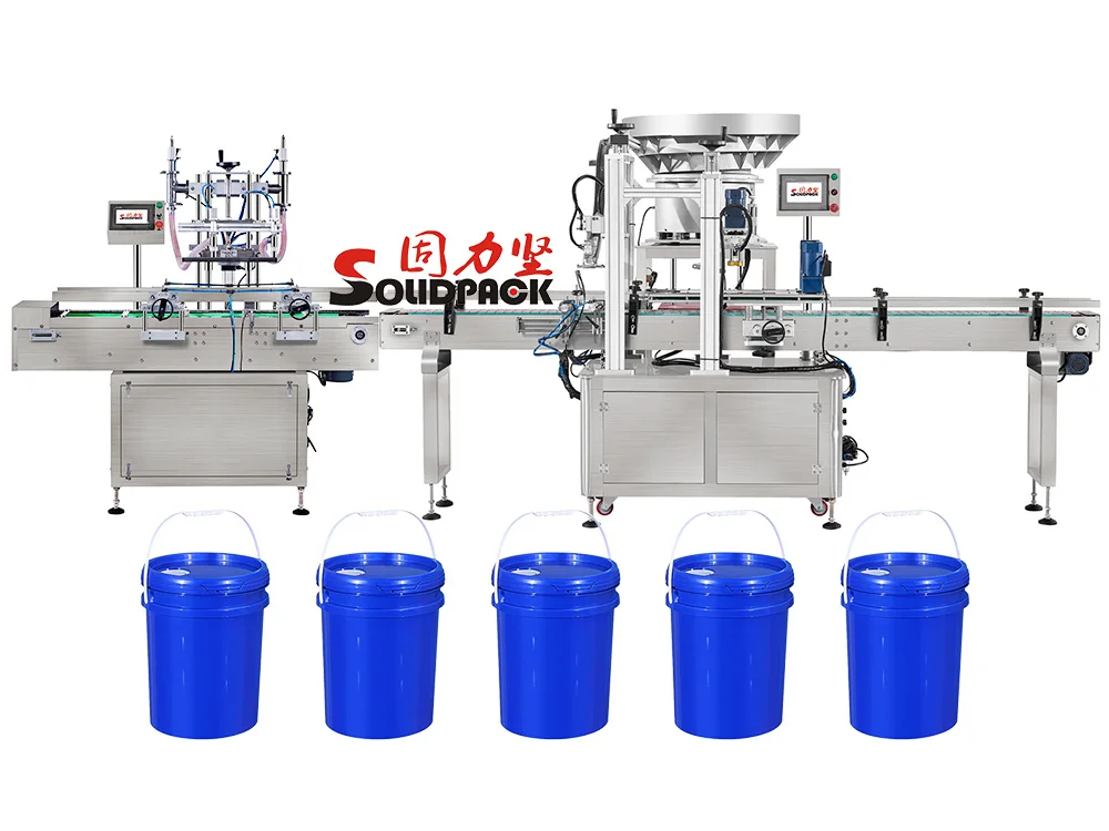 Solidpack double twin head liquid weight filling machine 4 nozzles Production Line For Big Volume Barrels 4 gallon