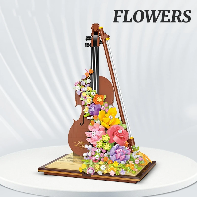 21194 21228 piano violin model preserved flower creative Decoration Building Block Plastic Toy gift for girls kids boys