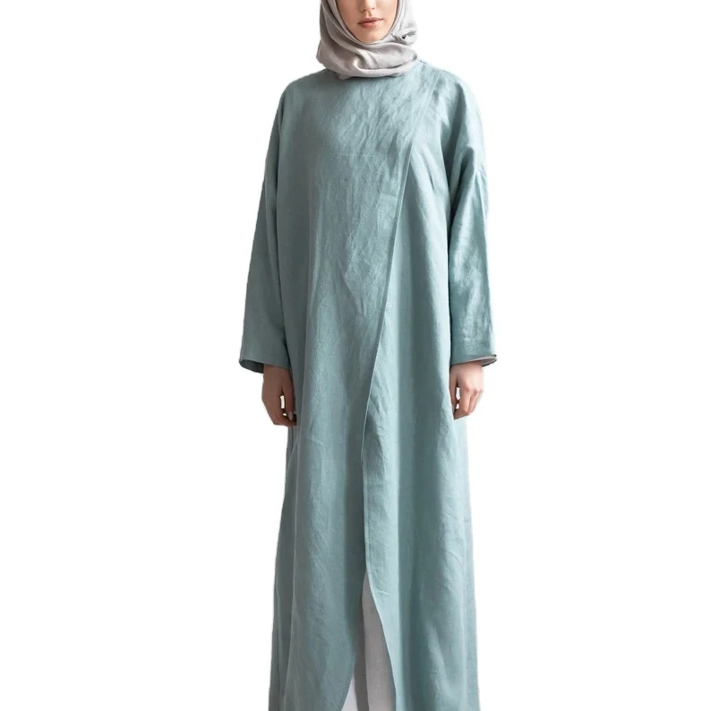 Оптовая продажа 100% Женский хиджаб из чистого льна льняная мусульманская одежда