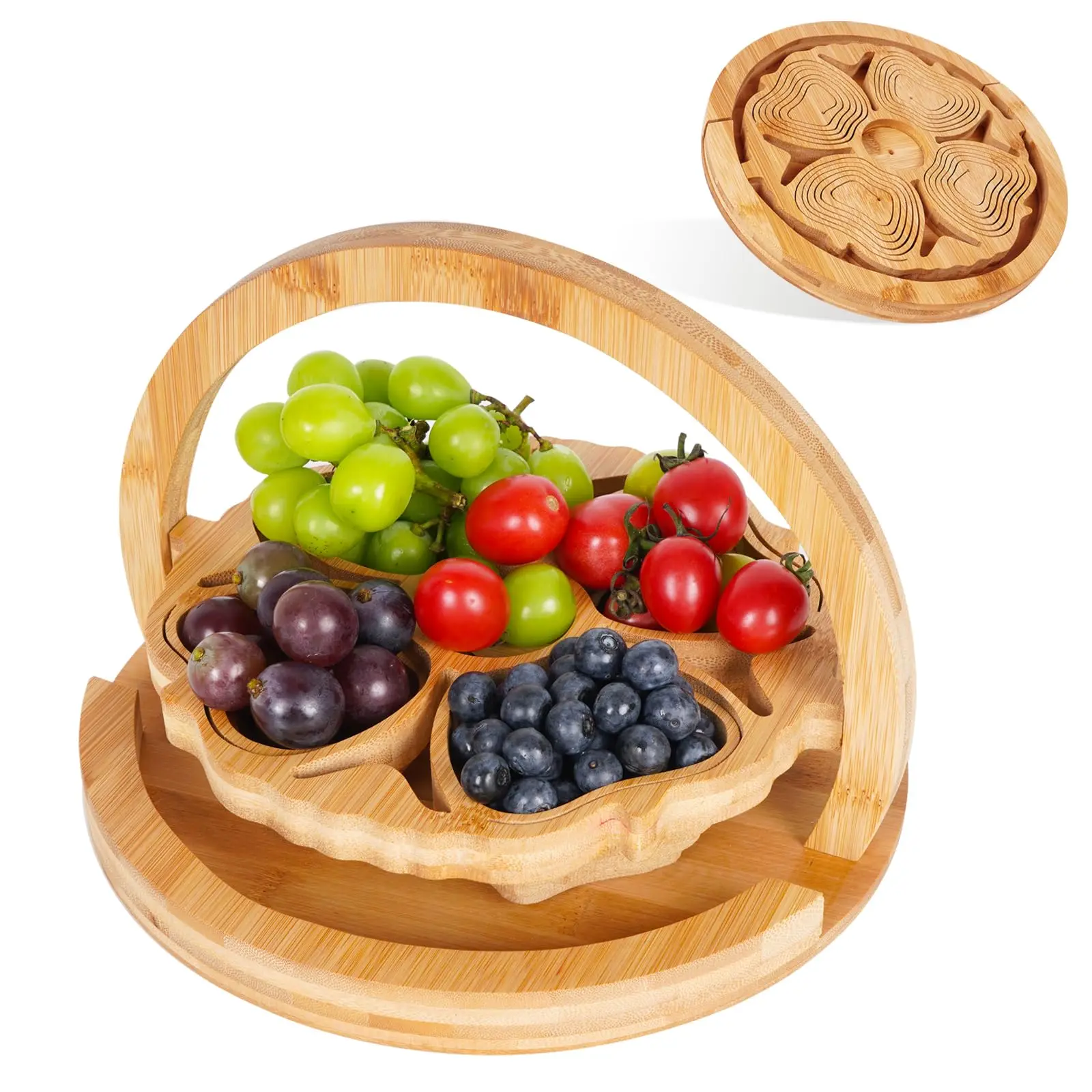 Factory Customized Foldable Vegetable Storage Basket Multi-style Fruit Bowl Holder Basket Bamboo Fruit Storage Baskets