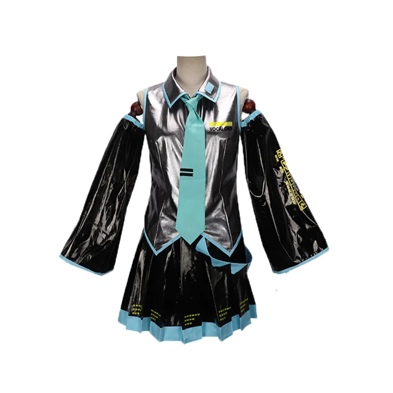 Аниме Vocaloid Косплей Miku женские наряды костюм для Хэллоуина Cos парик полный комплект одежды