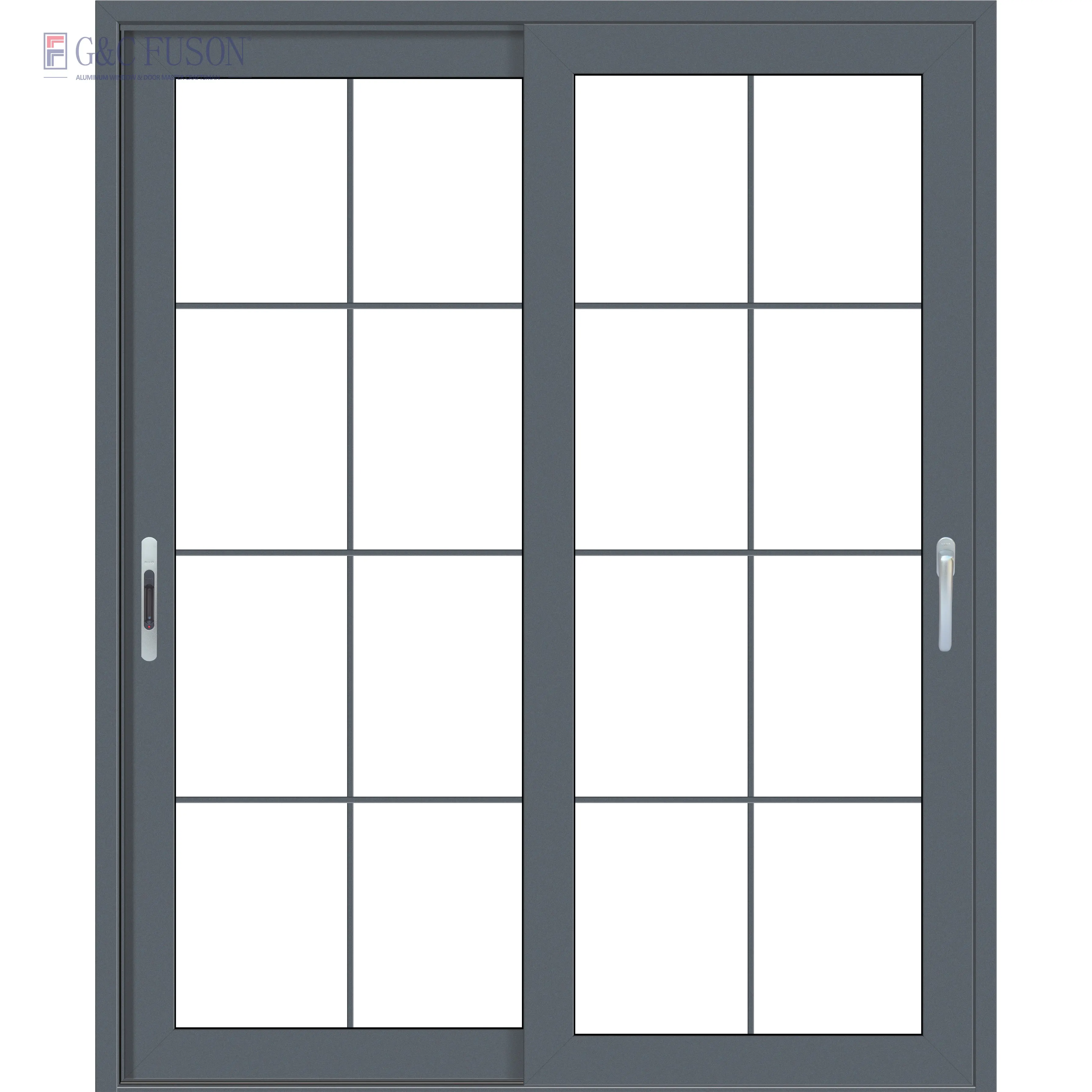 Tempered Glass Sliding Doors Sliding Shop Door Alloy Aluminum Tempered Lowe Glazed Aluminium Sliding Doors With Grilles