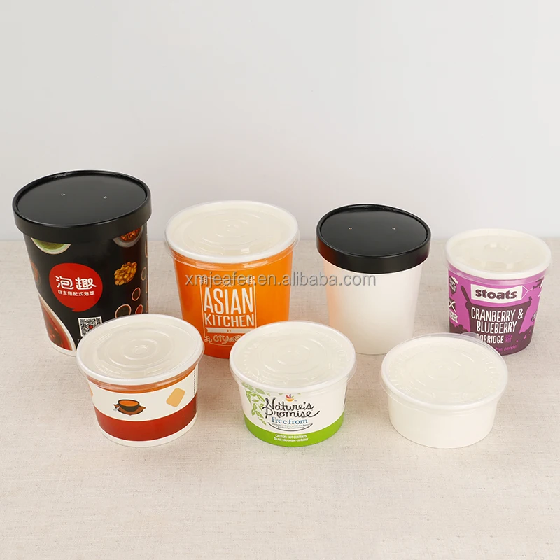 Custom Logo Noodle Packaging cup Feature  Paper Soup Cup with Lid