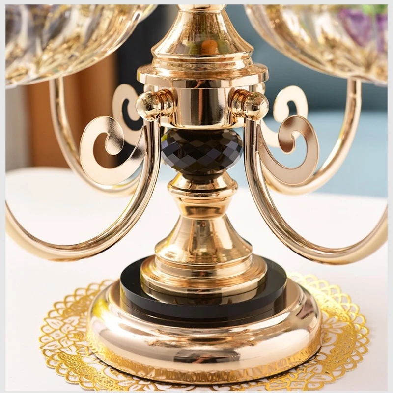 European crystal glass multi-layer rotatable fruit plate home living room coffee table creative light luxury snack candy plate