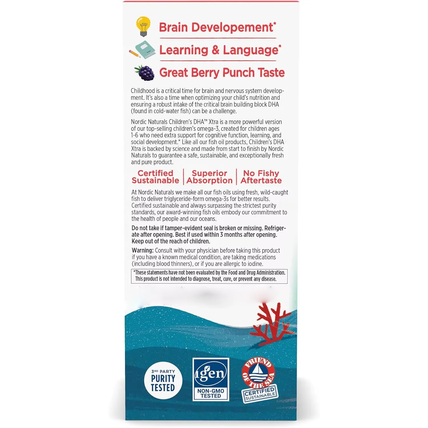 Children DHA Drops Berry Punch Drops for Kids DHA+EPA Total Omega-3 with EPA and DHA For Cognitive & Immune Function