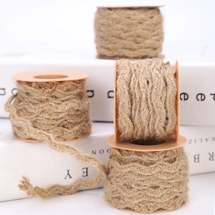 Factory Wholesale 5M Hessian Jute Burlap Braided String Tape Ribbon Rope Rustic Wedding Craft