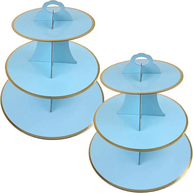 PARTYCOOL Birthday Party Supplies 3-Tier Cardboard Paper Cupcake Tower Display Rack Cup Cake Stand