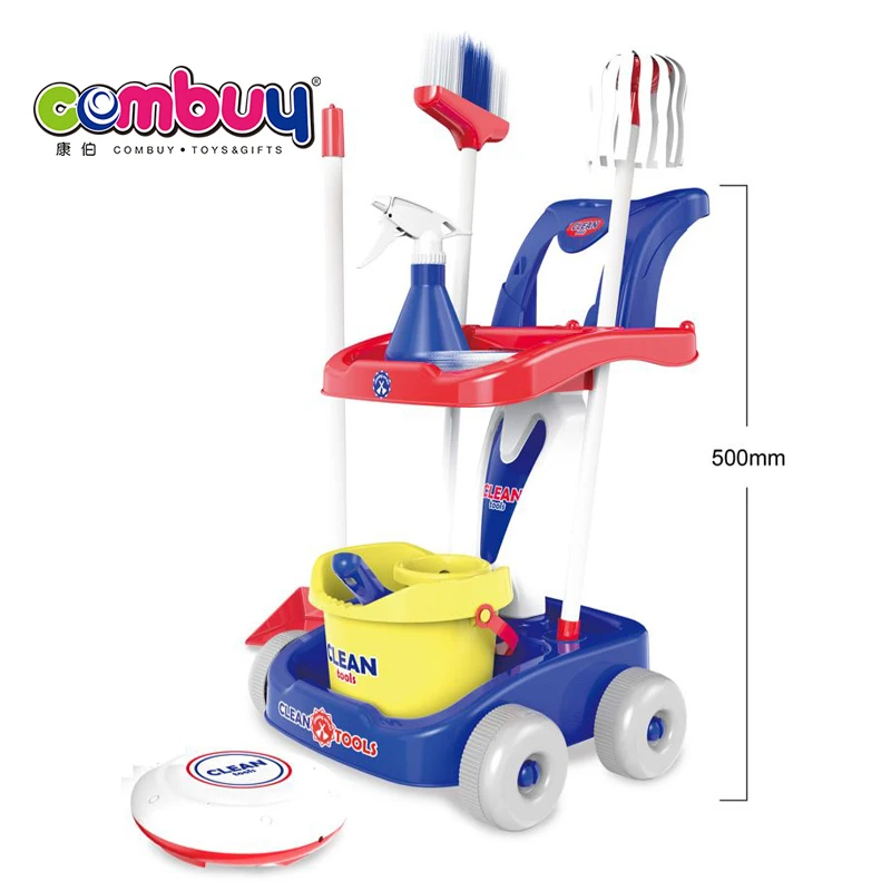 Pretend play trolley floor mopping robot cleaning set toy