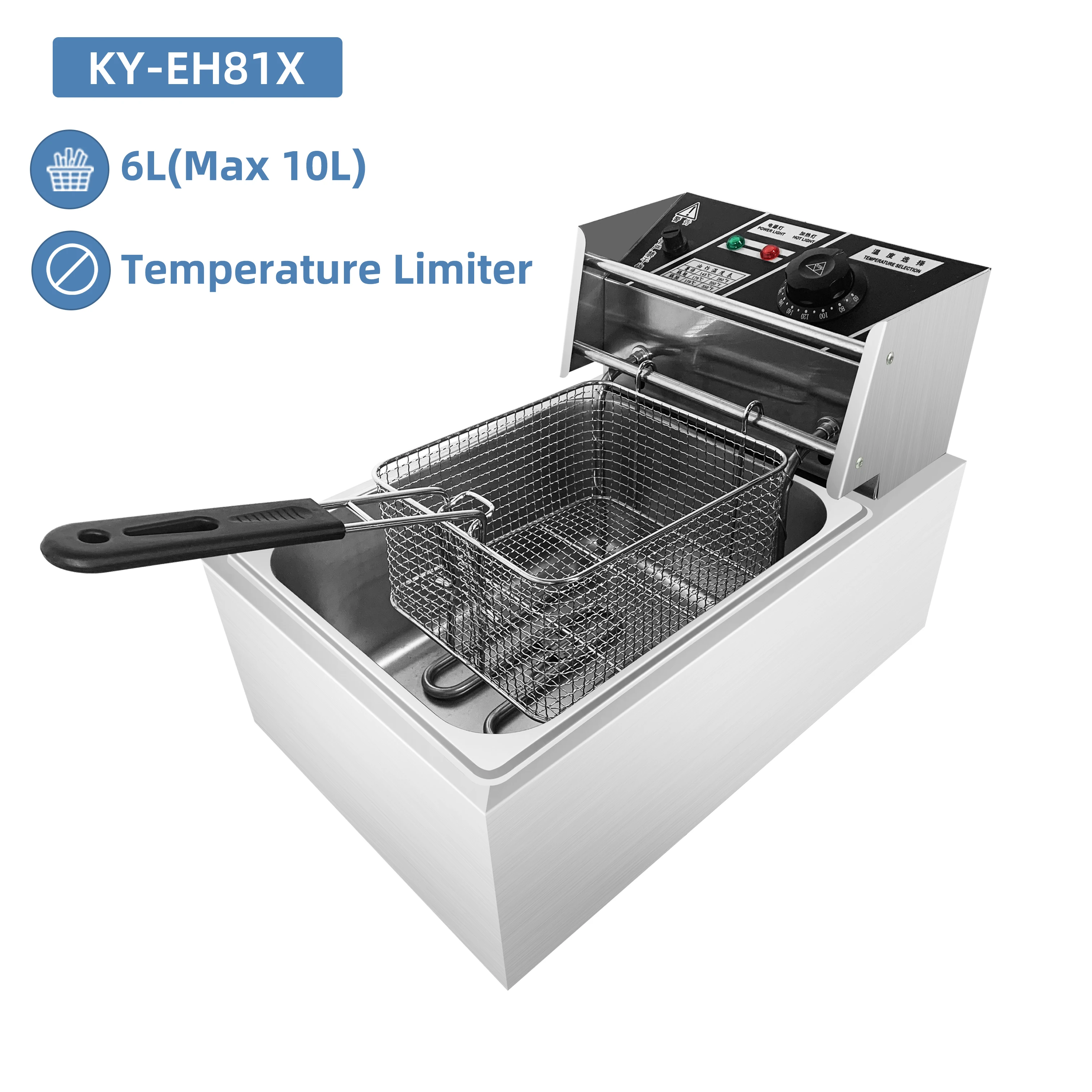 6 Liter Commercial Kitchen Electric Deep Fryer Restaurant Friteuse Machine With Temperature Control