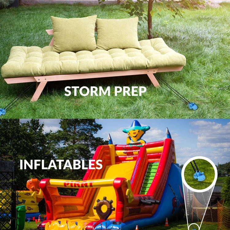 Metal kit tie down securing backyard trampoline anchors stake tent spiral nail outdoor camping ground screw anchor twist stakes