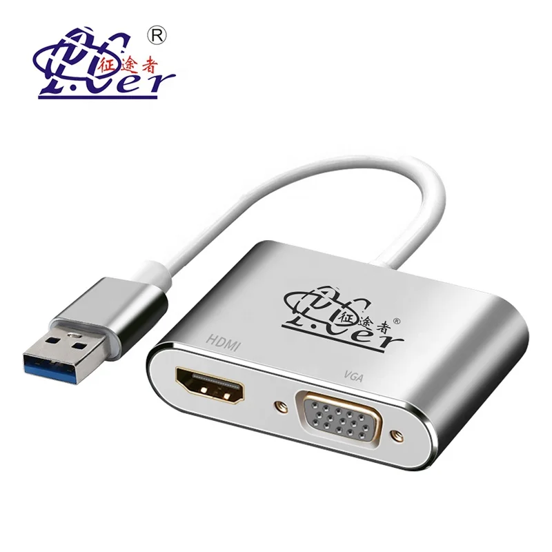 Wholesale USB to HDMI VGA Adapter Male to Female USB to HDMI VGA 2 in 1 Hub