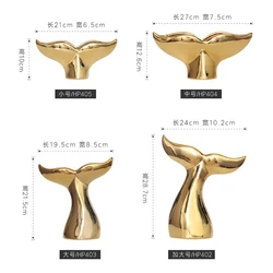 Simple Nordic Home Living Room Decorations Ceramic Crafts Golden Whale Tail Ornaments
