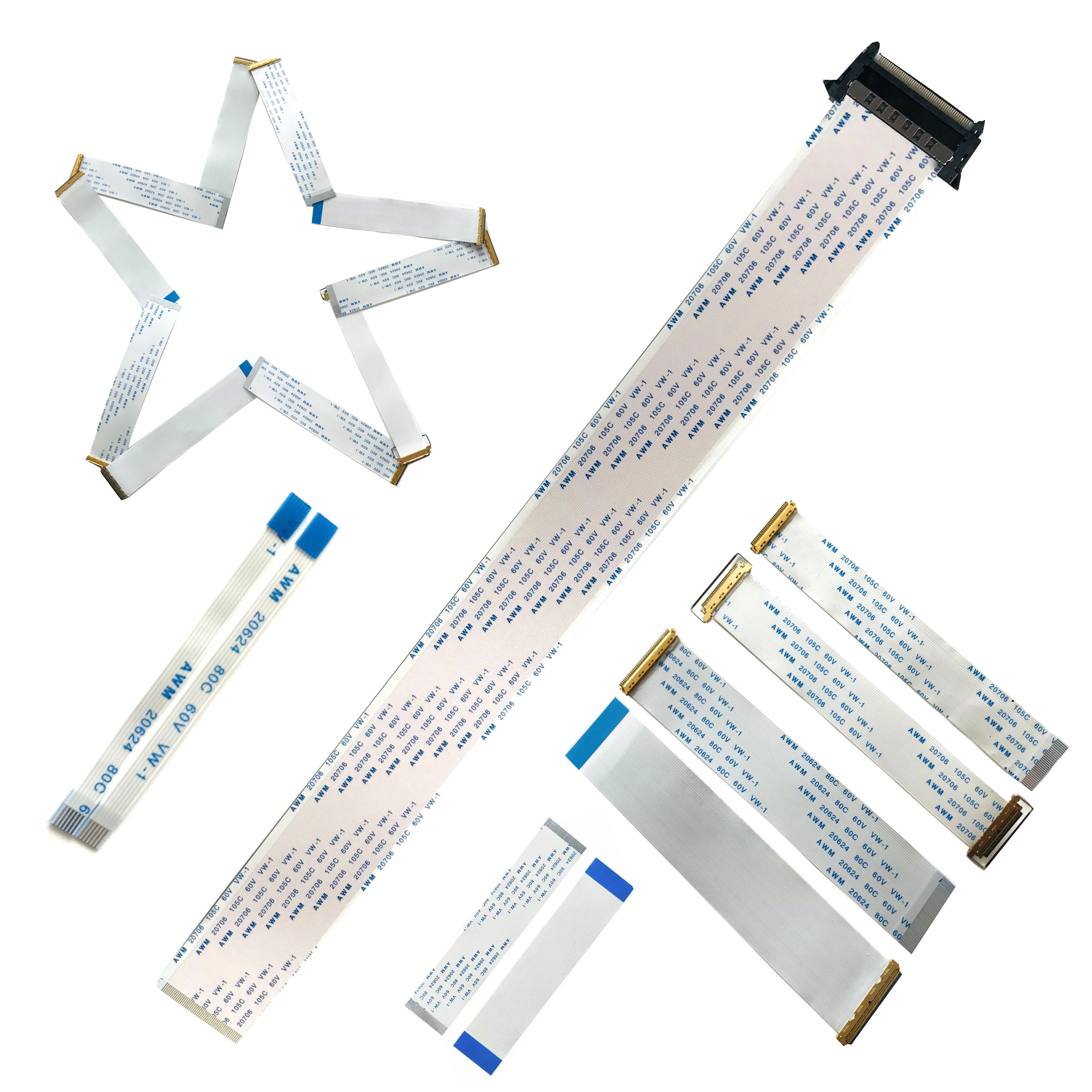 PITCH 0.5mm Ffc Flat Flex Ribbon Cables Assembly  awm 20624 20706 A B Type FFC Cable