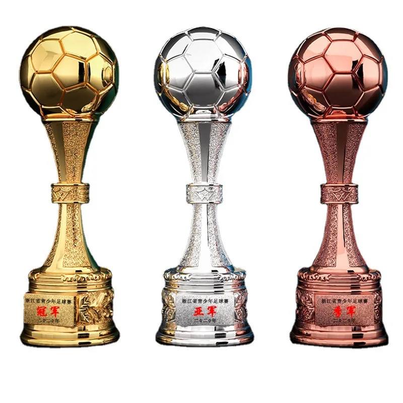 Custom Polyresin Basketball Soccer Football Trophies Silver Copper Golden Championship League Large Trophy Cup