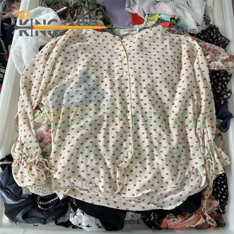 Women Luxury Chiffon Blouse Silk Tops Korean Used Clothes Used Bales 100kg