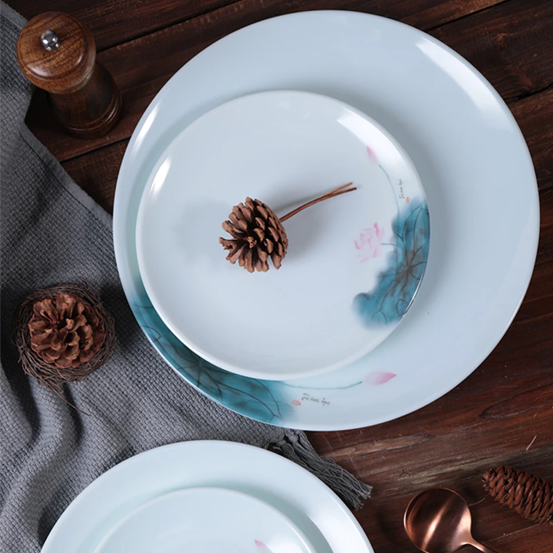  Wholesale Chinese Plastic Melamine Dinnerware Dinner Plate Sets Plated Tableware Lotus