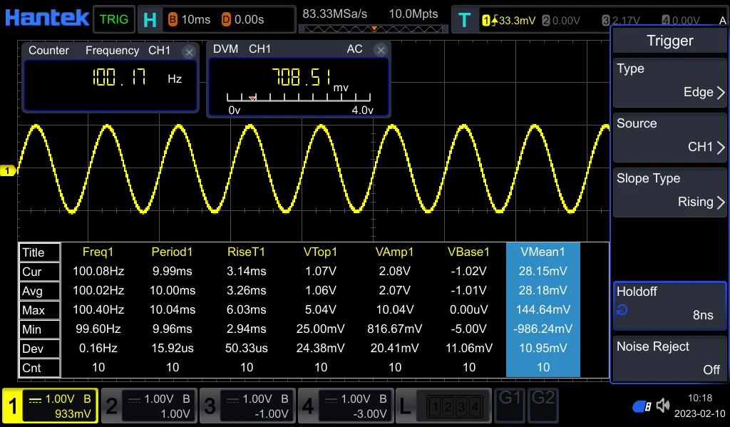DPO7502C 2CH 500MHz Digital oscilloscope with spectrum analyzer signal source logic analysis frequency meter
