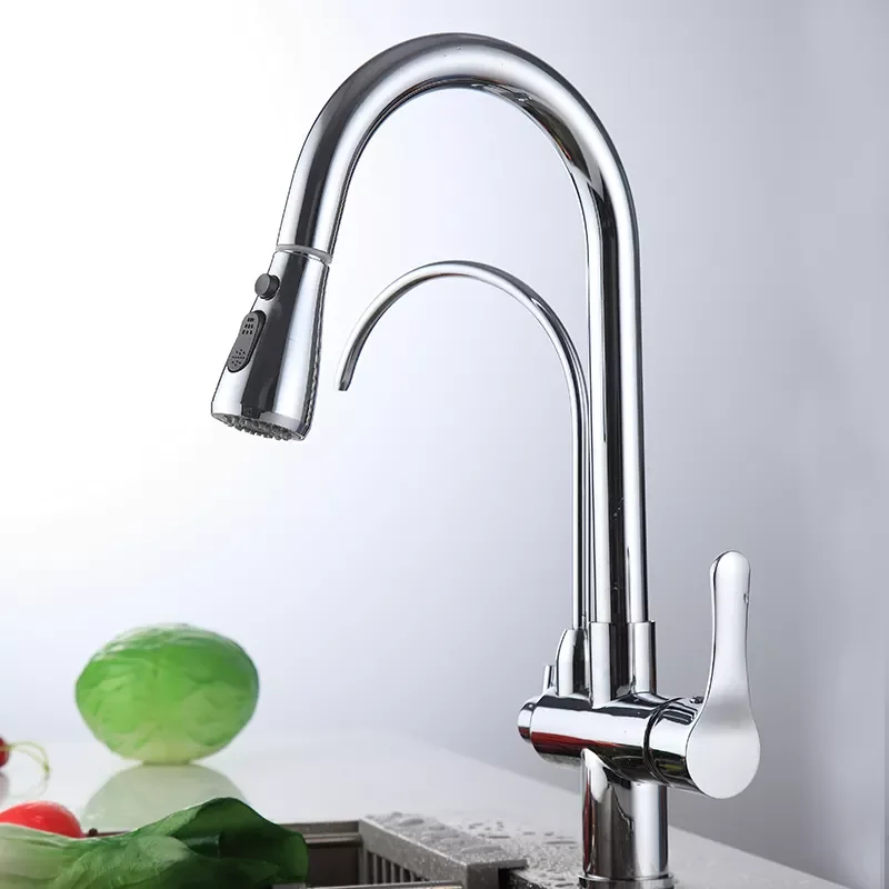 Modern Pull Out Spray 360 Rotation Kitchen Faucet 3 in 1 Water Filter Tap Three Ways Sink Hot and Cold Mixer Kitchen Faucets