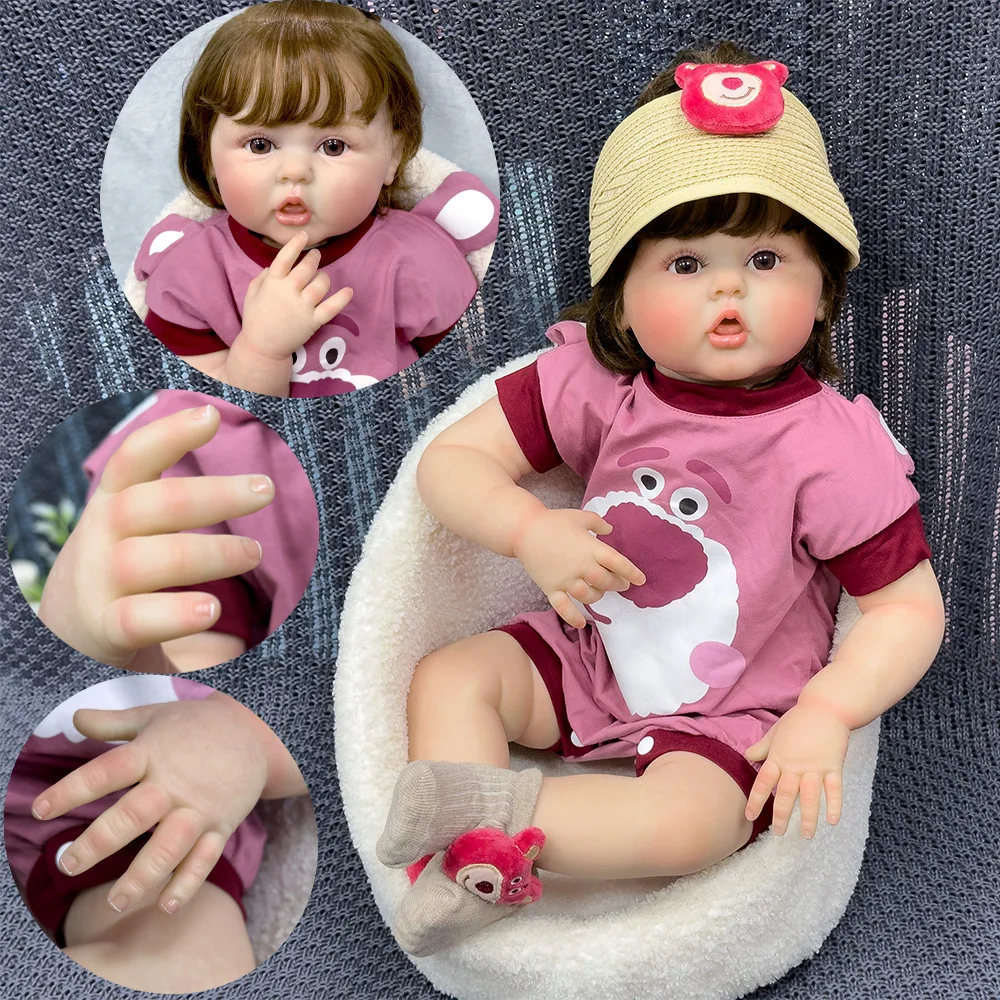 60CM Simulation Reborn Doll Eats Finger Baby Reborn Dolls Silicone Newborn Baby Girl Realistic