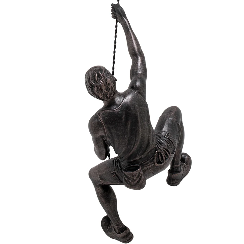 Artificial Copper black Rock climber art wall decoration rock climbing man resin statue