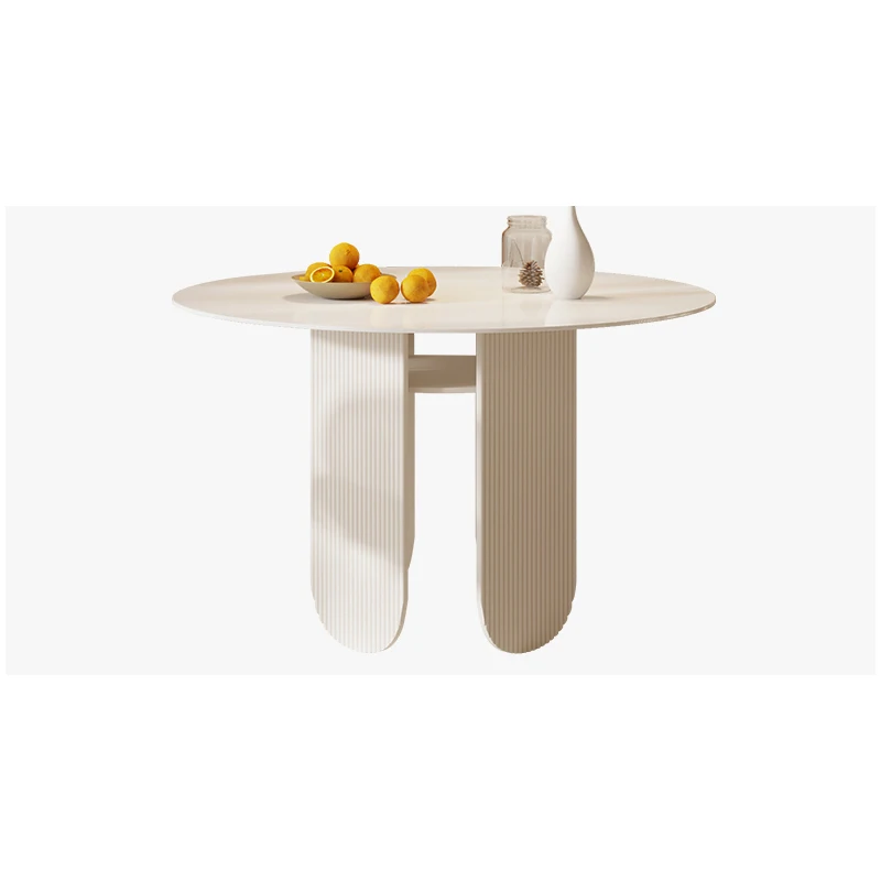 White bright rock plate round table chair household designer round high-grade round table household 10 person dining table