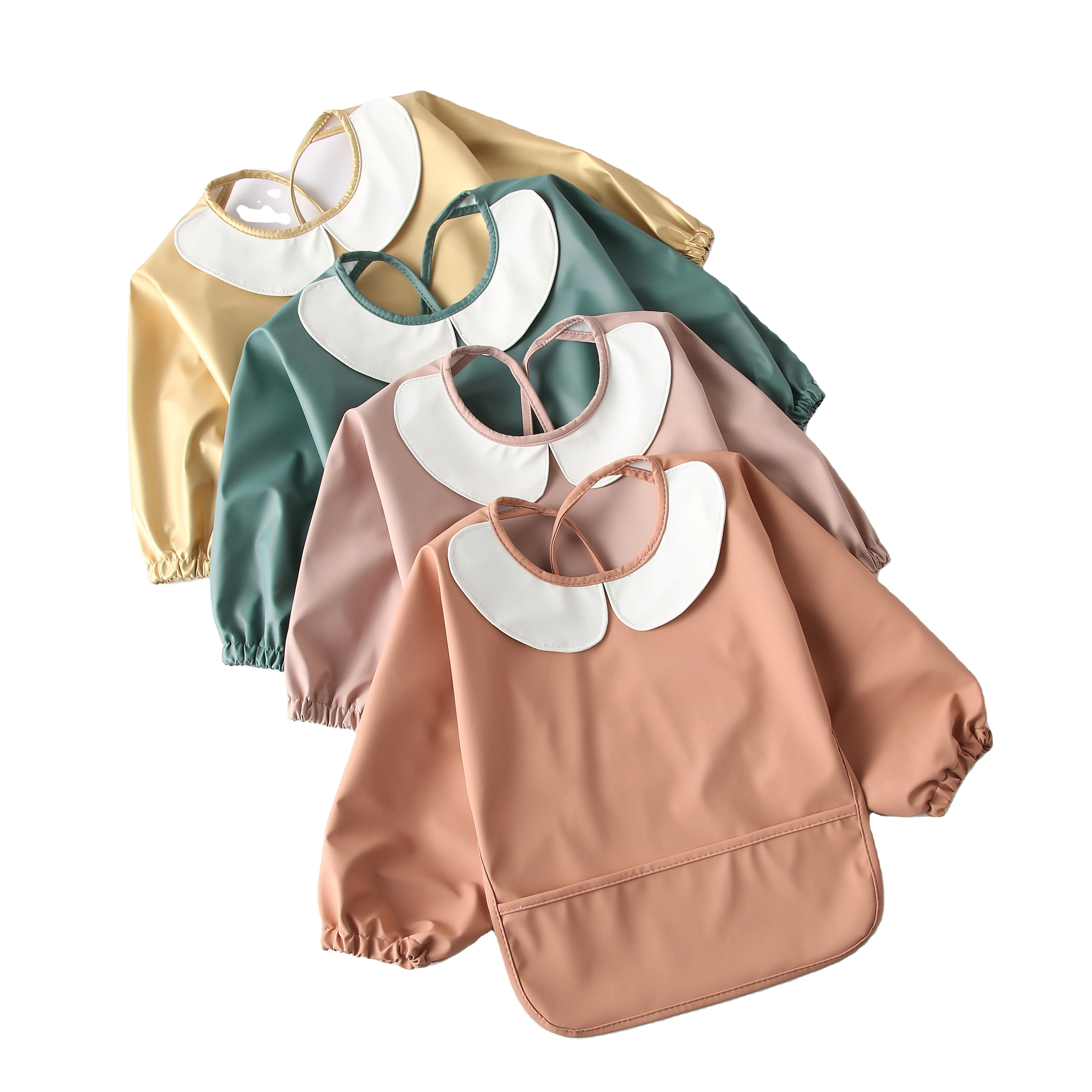 Long Sleeved Bib Children Smocked Clothing Washable Baby Apron OEM Service 100% Polyester Natucare BSCI Hot Selling Baby