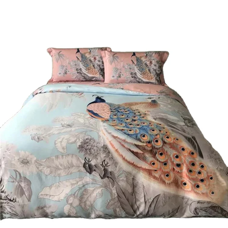 100% Organic Cotton digital printing custom own design bedding set with duvet cover