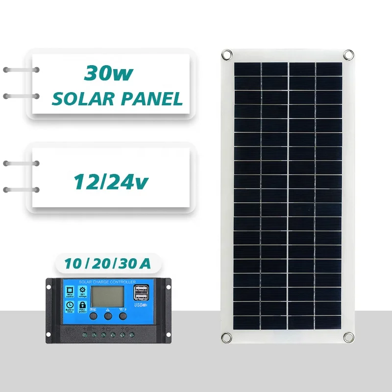 Times Power 10W 30W 100W battery chargers for cars and boats sun power solar panel Dual output flexible solar panels prices