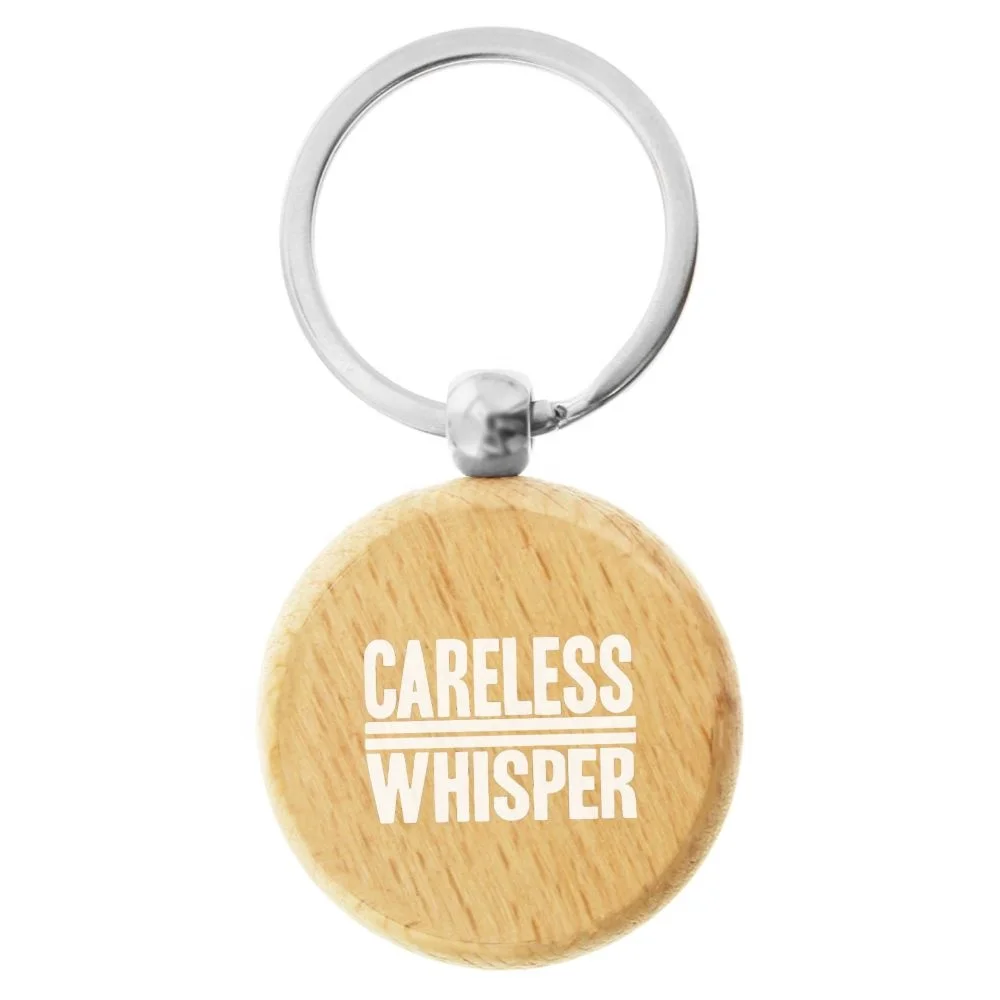 Natural Beechwood Round Shaped Key Ring with A Black Cardboard Gift Box Keychain Promotional Gifts KRR013 Wood Round Key Ring