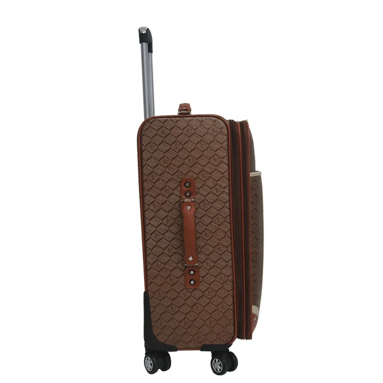 China Manufacturer High quality PU leather 4 Wheels Trolley Luggage bag Sets